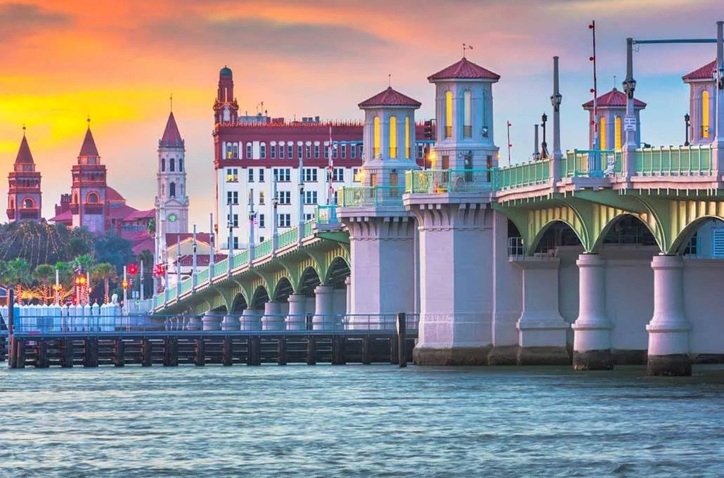 St. Augustine homes and historic architecture near the waterfront
